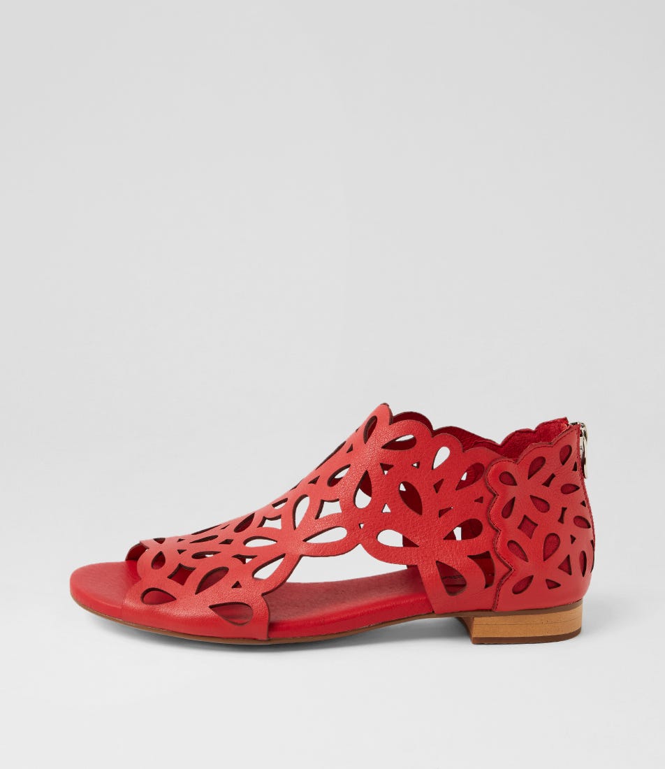 Pietro Red Leather Sandals