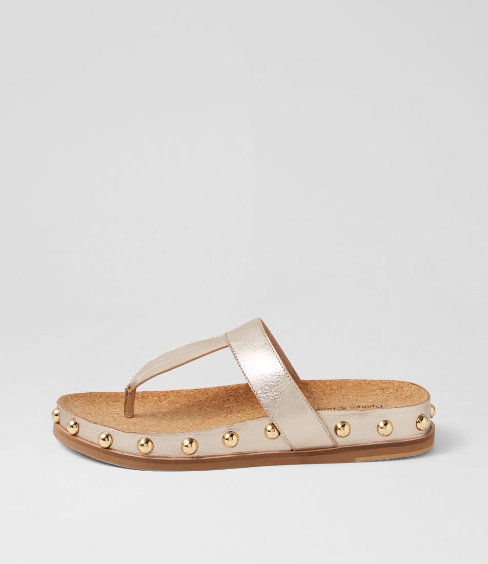 Quippy Platino Gold Leather Sandals