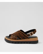 Sasi Black Tan Zebra Pony Sandals