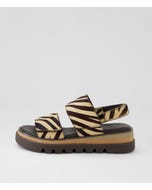 Soner Camel Choc Zebra Pony Sandals