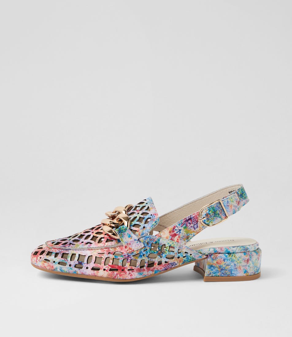 Vooper Red Multi Print Leather Heels