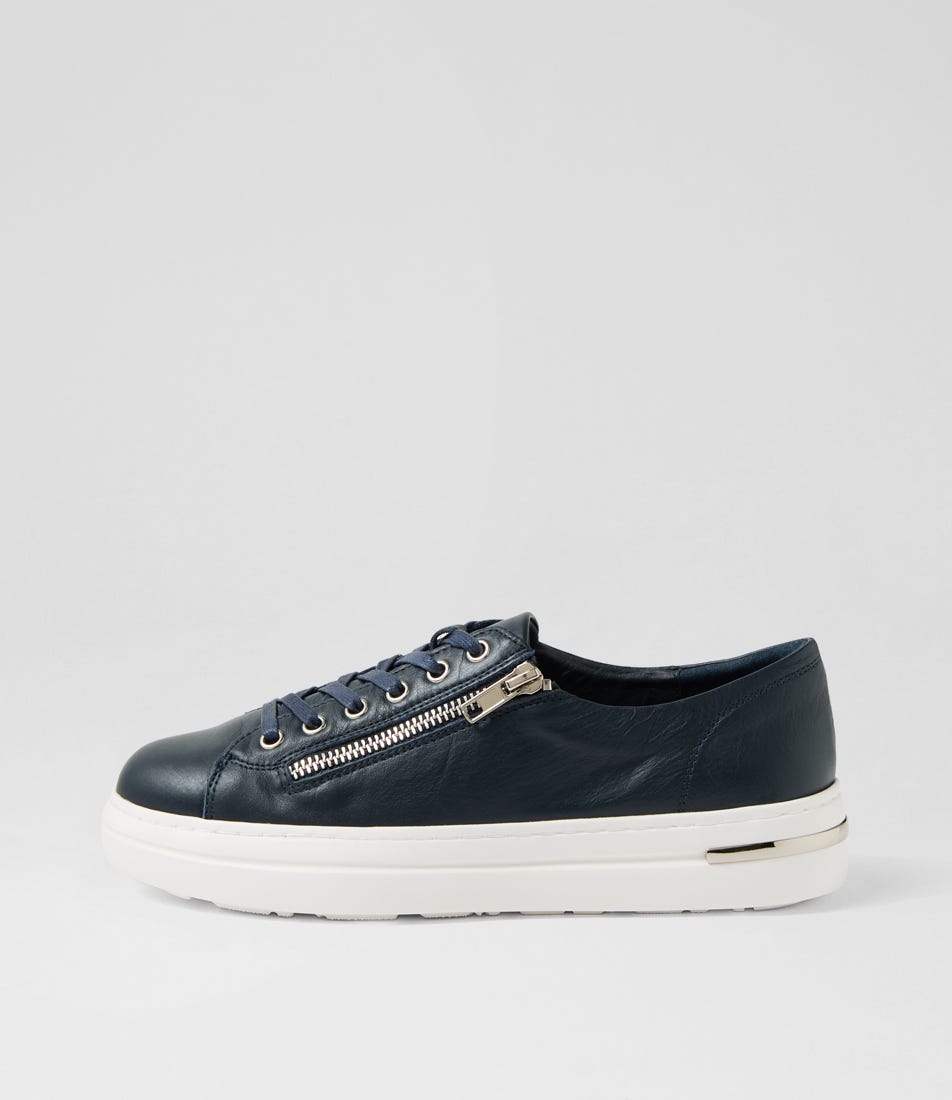 Wovi Navy White Leather Sneakers