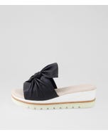 Wolin Black White Leather Slides