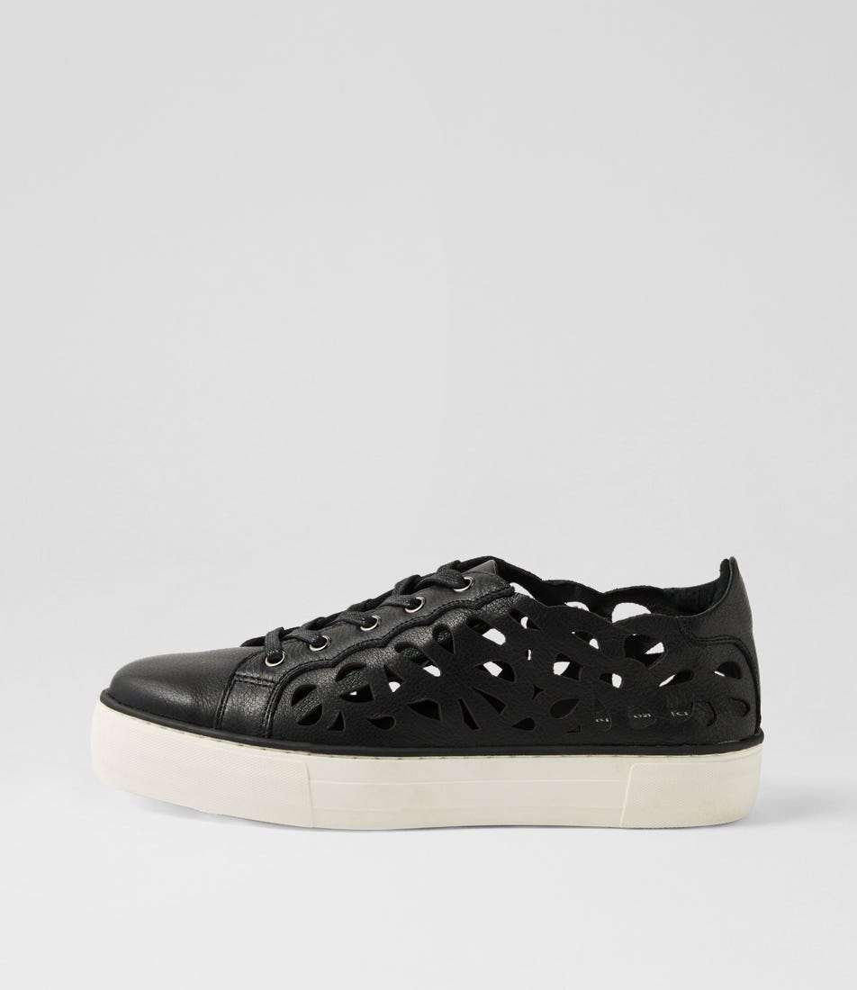 Flixx Black White Leather Sneakers