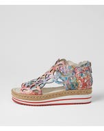 Adely Red Multi Leather Sandals
