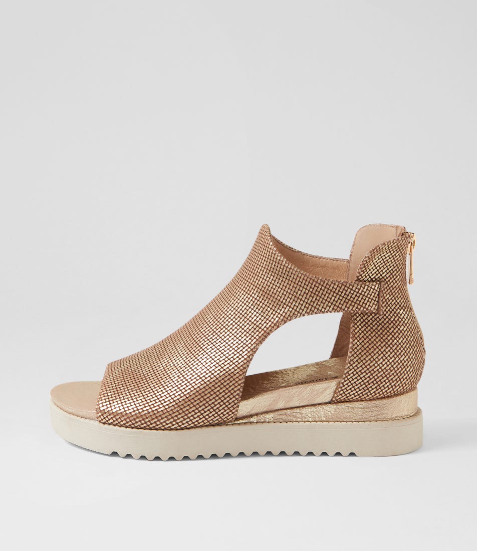 Ambatto Old Gold Almond Leather Sandals