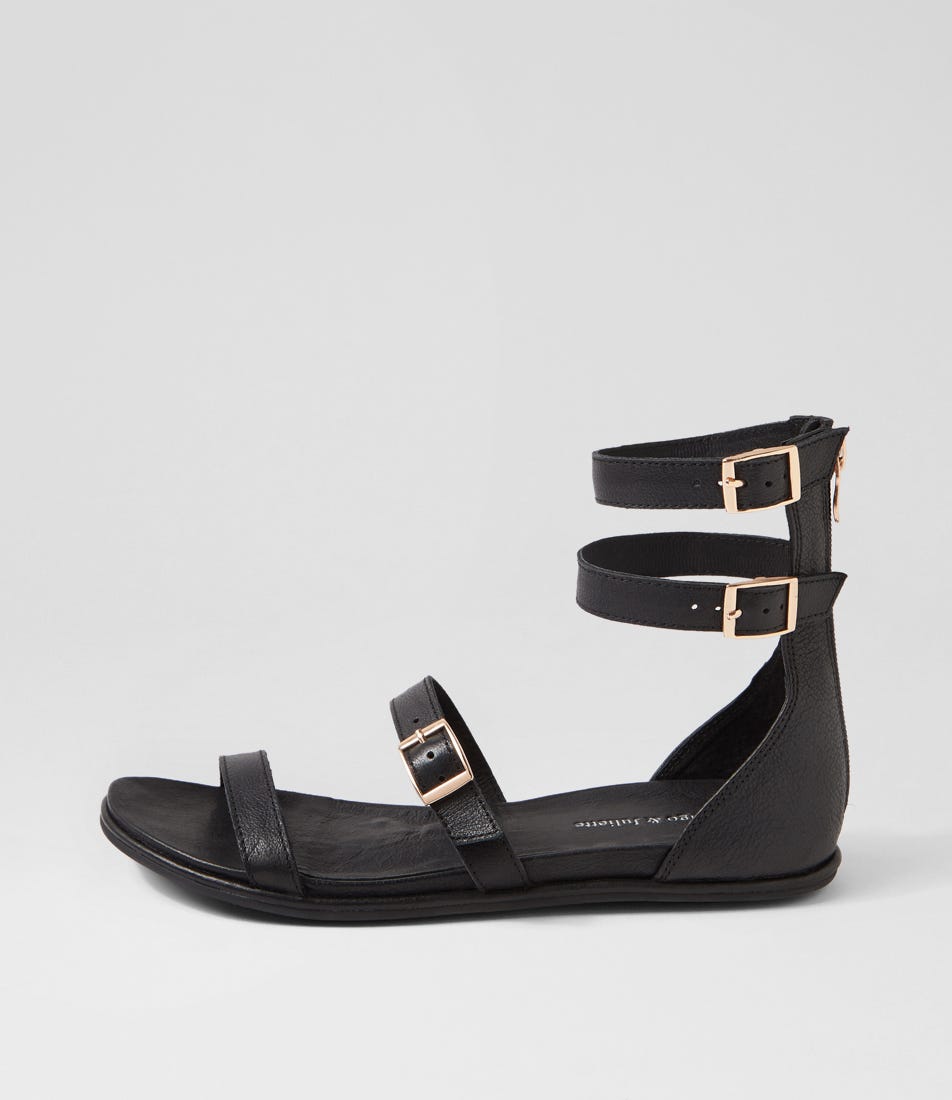 Bran Black Leather Sandals