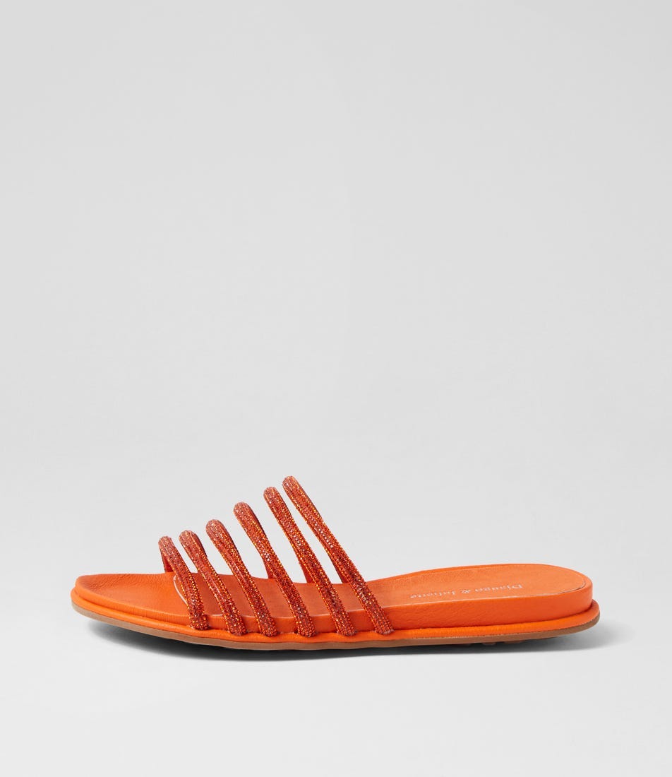 Battar New Orange Jewel Fabric Slides