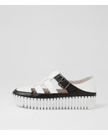 Baytown Black White Leather Flat Shoes