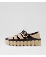Baytown Dark Choc Camel Patent Leather Flat Shoes
