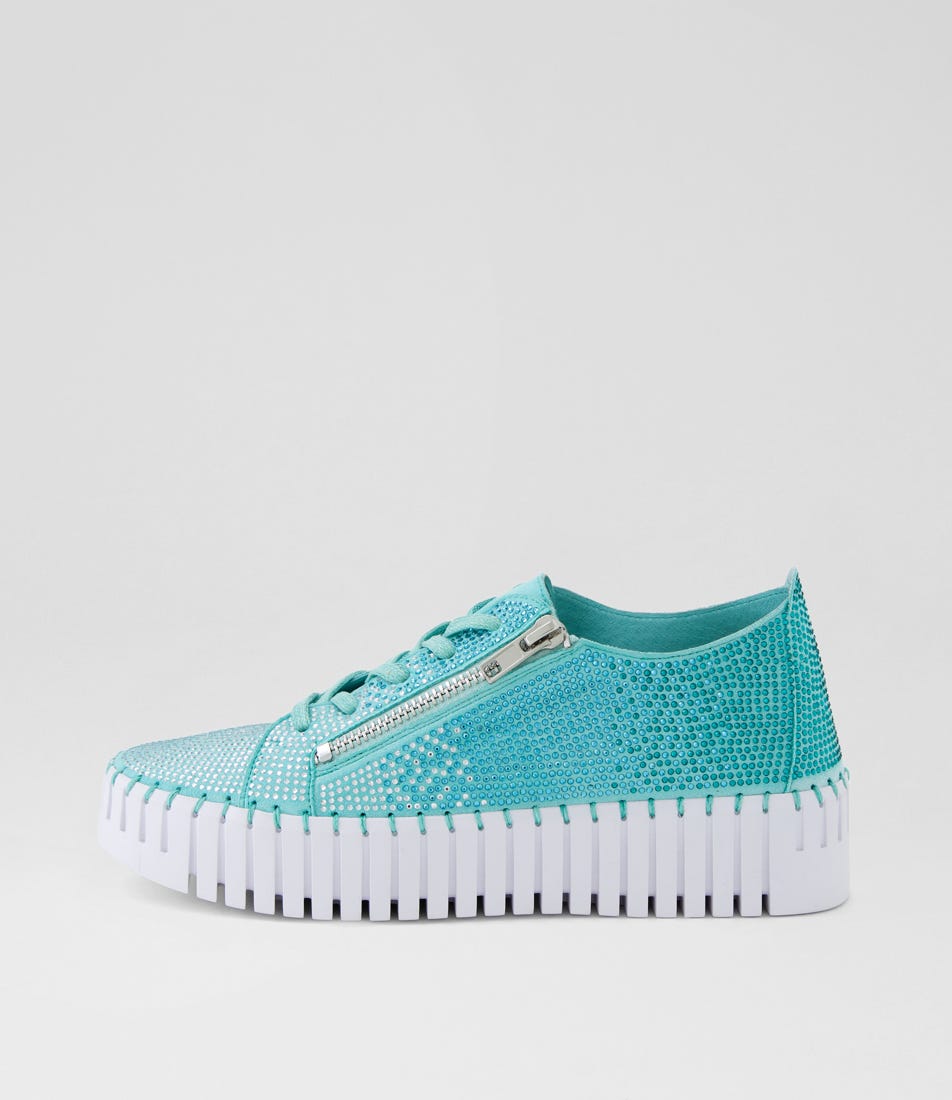 Beatricey Light Aqua Leather Sneakers