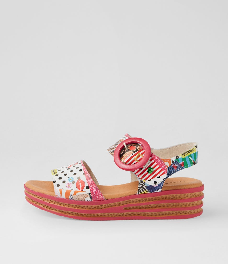 Cubbie Collage 2 Print Leather Sandals