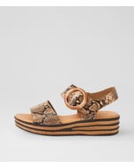 Cubbie Camel Choc Snake Leather Sandals