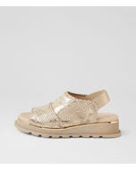 Carlenet Ivory Gold Leather Sandals