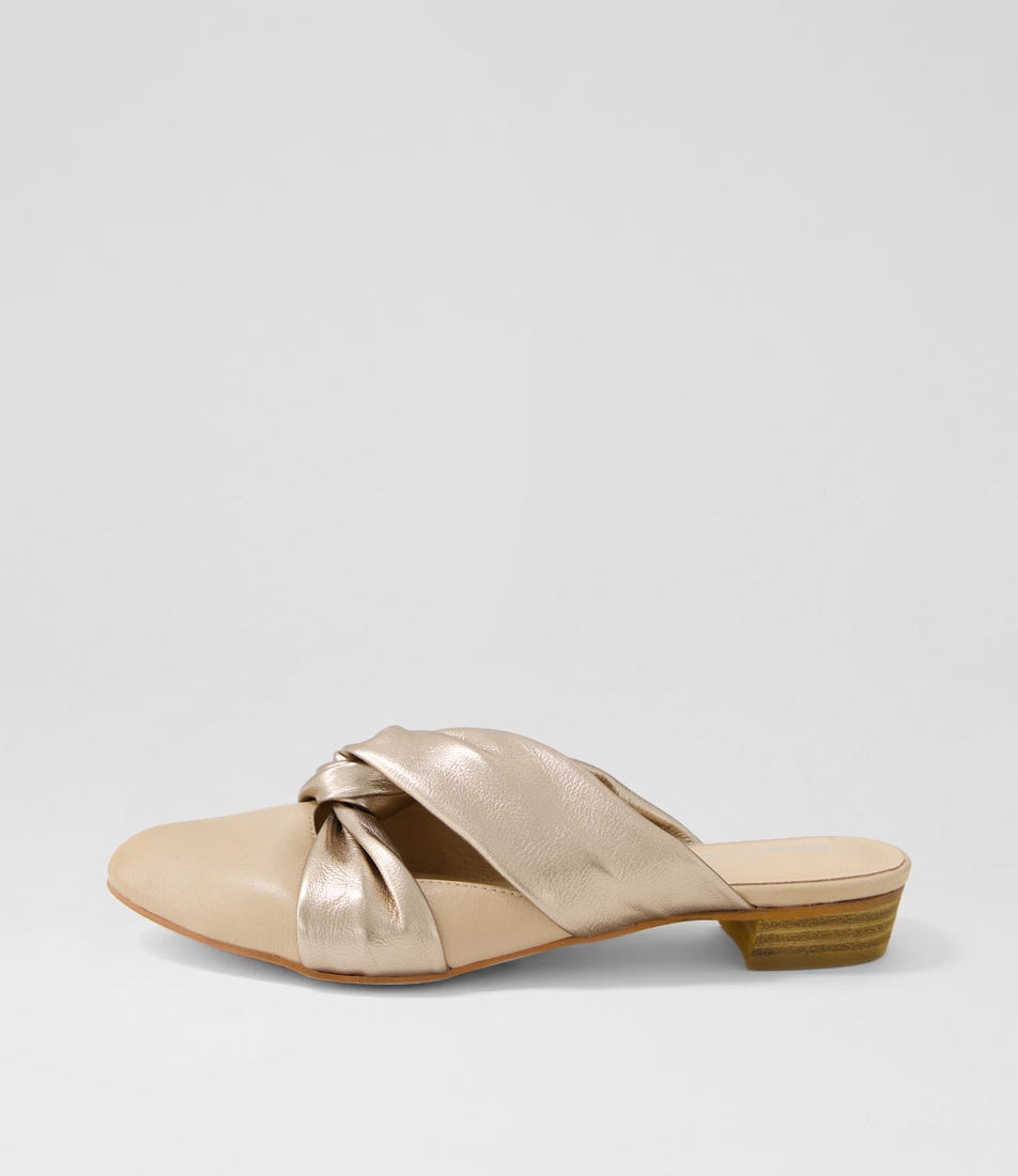 Edda Camel Champagne Leather Mules