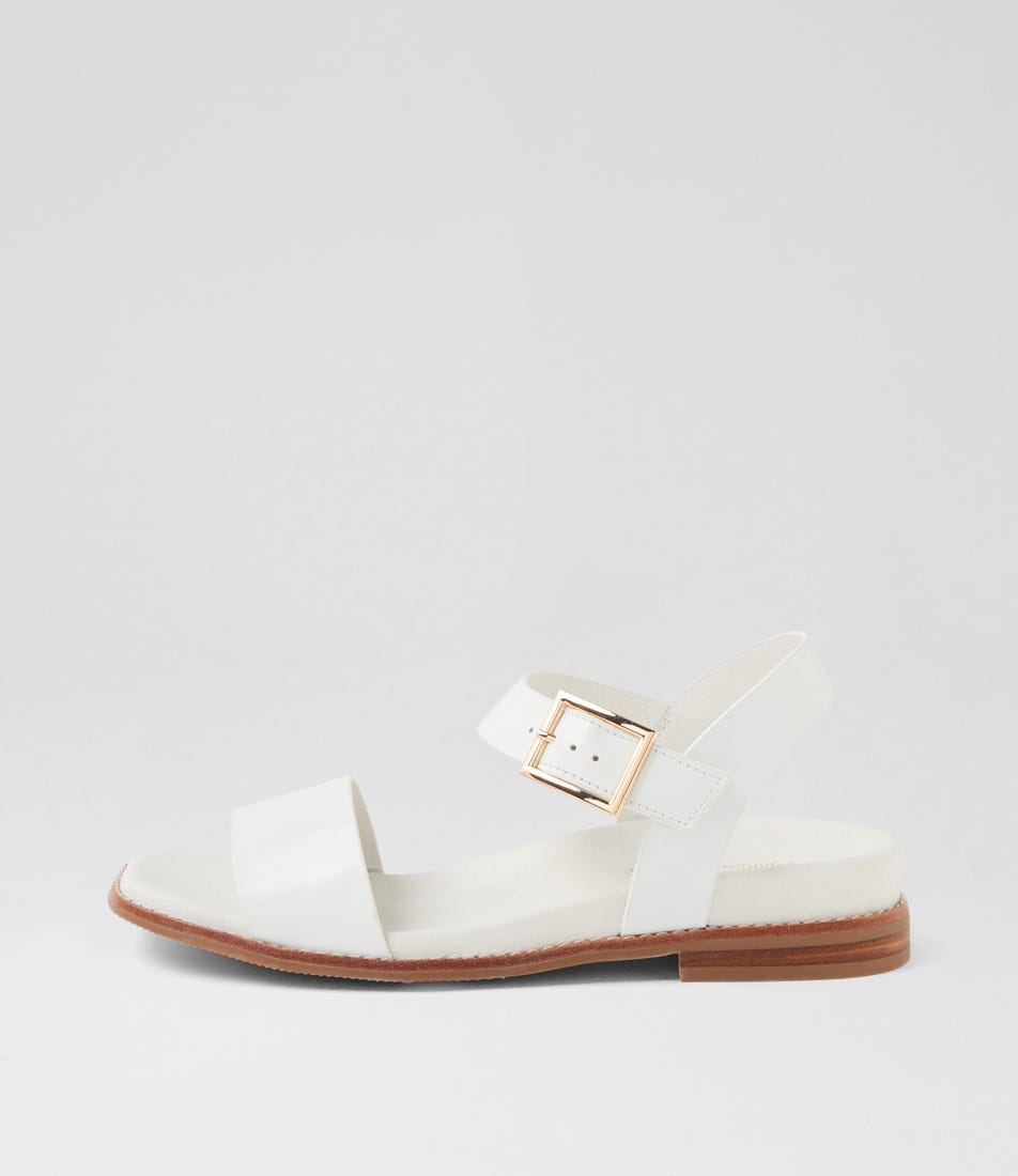 Elissay White Leather Sandals