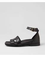 Efron Black Leather Sandals