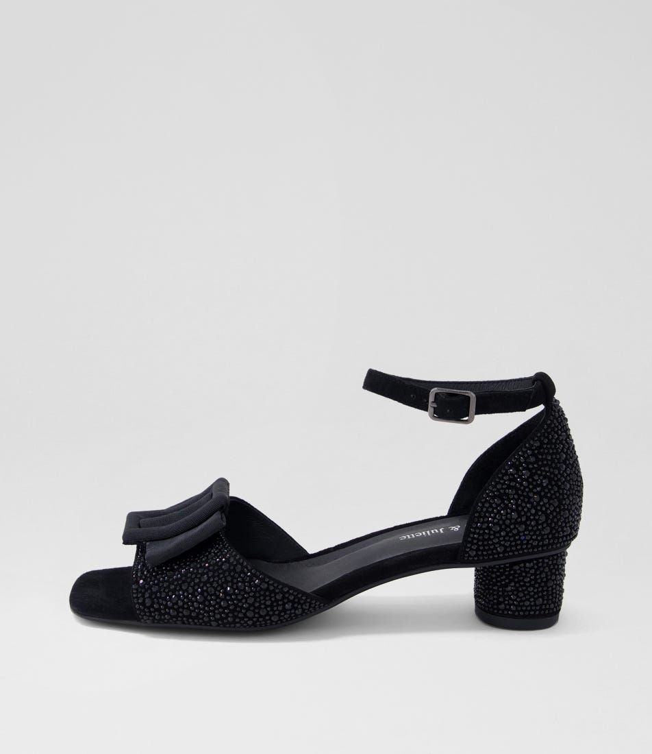 Haldens Black Jewels Suede Sandals