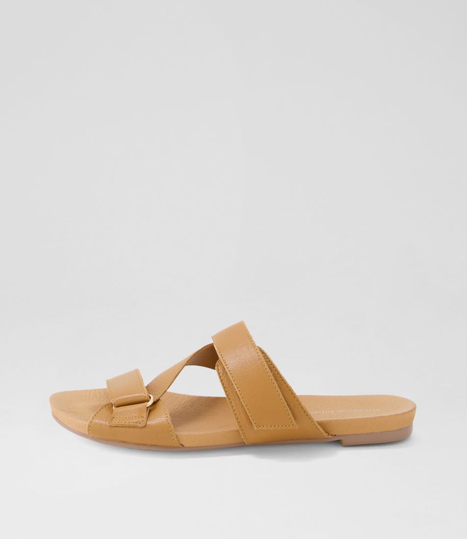 Jenergy Dark Tan Leather Slides