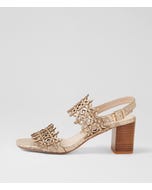 Jully Ivory Gold Snake Leather Sandals