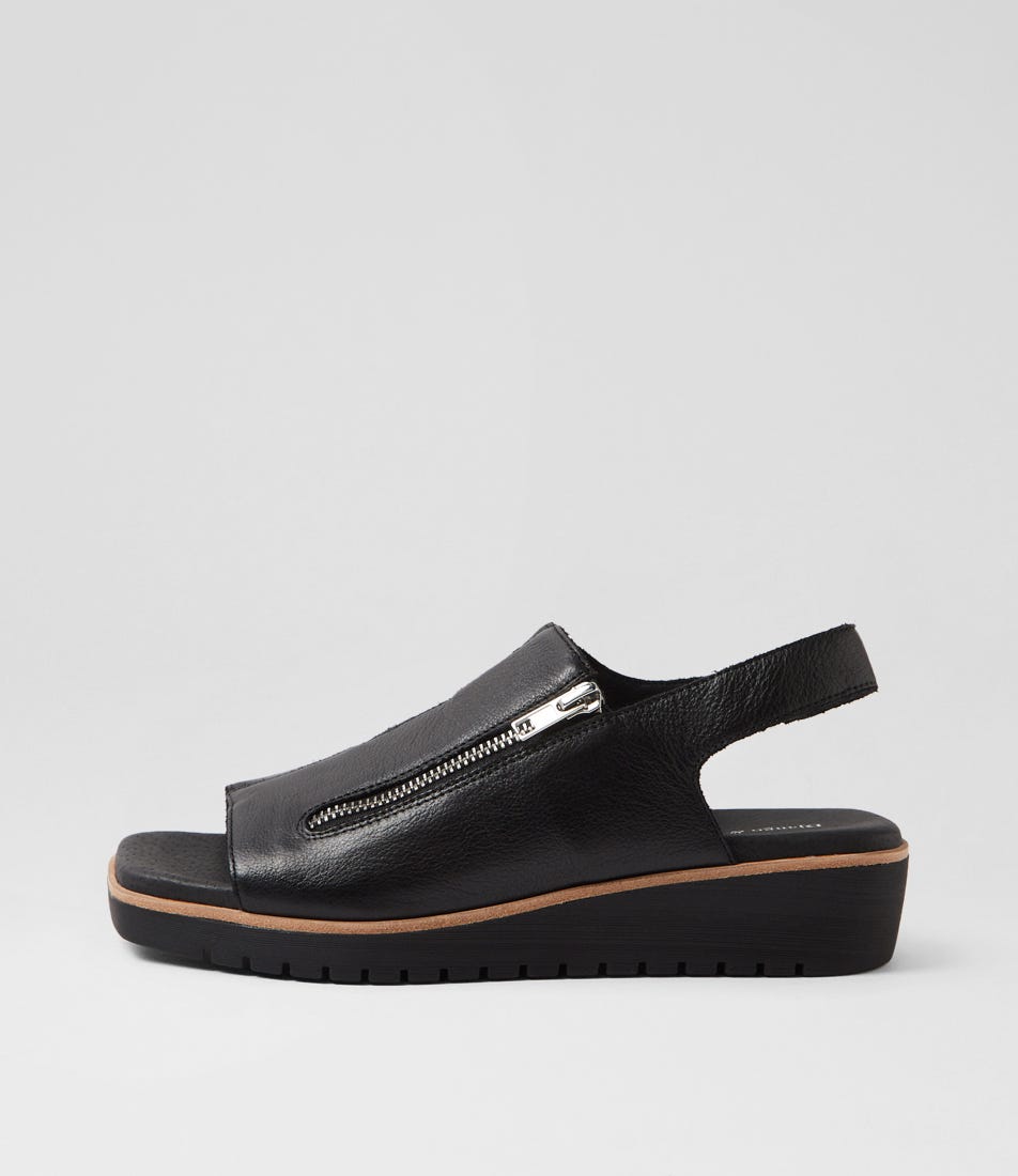 Kemma Black Leather Sandals