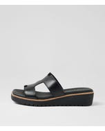 Kerem Black Leather Sandals