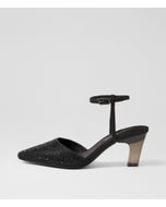 Komina Black Jewels Satin Heels