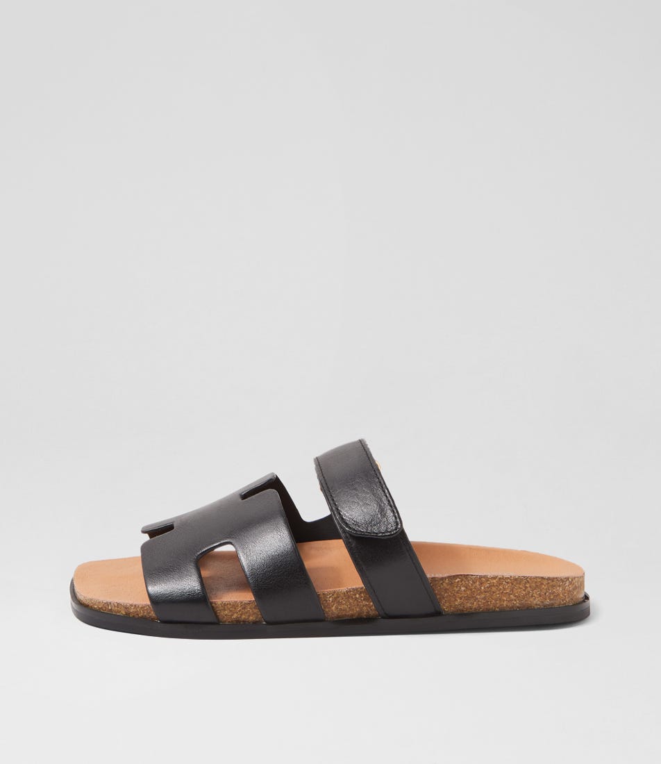 Necho Black Leather Slides by Django & Juliette