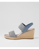 Pivey Denim Natural Rope Elastic Leather Wedges