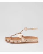 Qellon Champagne Gold Leather Sandals