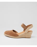 Rhainy Light Choc Natural Rope Suede Elastic Wedges