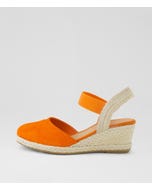 Rhainy Orange Natural Rope Suede Elastic Wedges