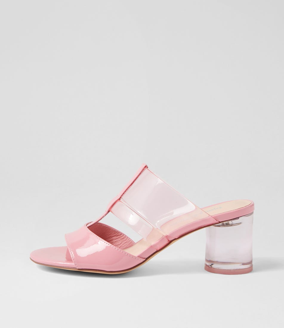 Sanetar Pink Patent Vinylite Mules