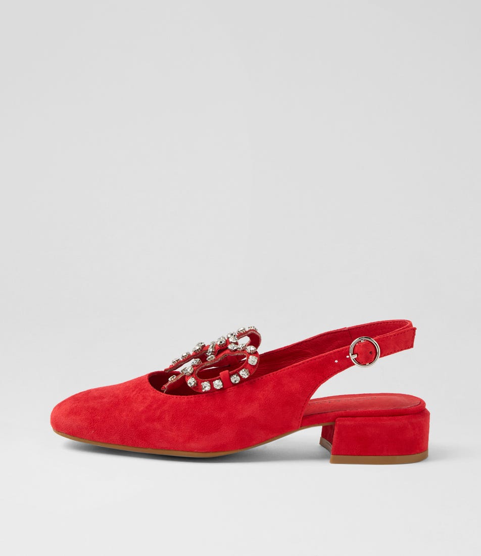 Vaylow Red Suede Heels