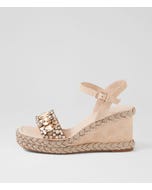 Vaddim Latte Suede Jewels Sandals