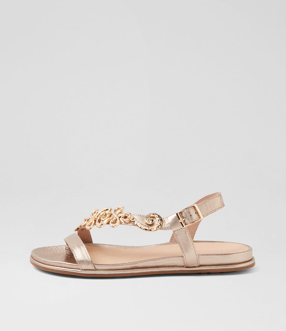 Batez Champagne Gold Leather Sandals