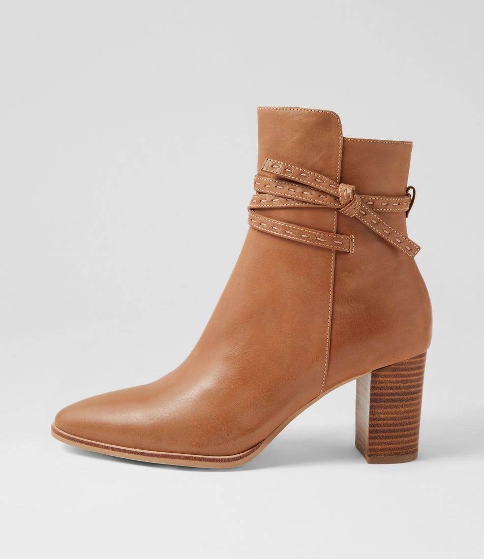 Adaire Tan Leather Ankle Boots