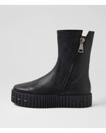 Bluma Black Leather Ankle Boots