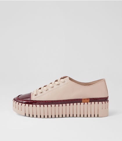 Baselo Burgundy Nude Patent Leather Sneakers
