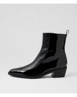 Dentan Black Patent Leather Ankle Boots