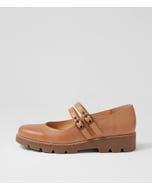 Dabbie Dark Tan Light Choc Leather Flat Shoes
