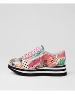 Eammes Collage 2 Black White Patent Leather Lace Up Flats