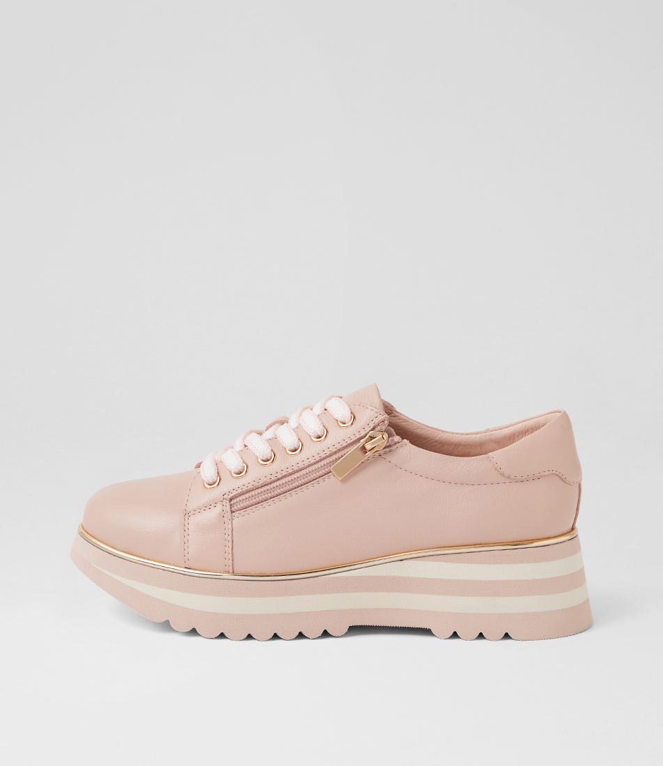 Eammes Rose Milk Leather Lace Up Flats