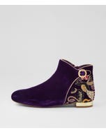 Fianni Purple Multi Velvet Ankle Boots