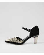 Krama Black Gold Leather Heels