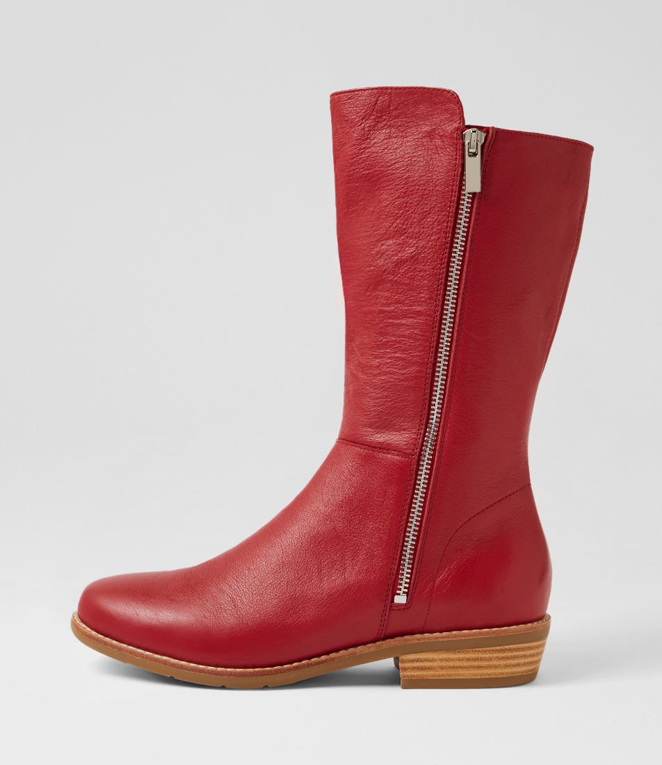 Lomar Dark Red Leather Calf Boots