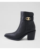 Learten Black Leather Ankle Boots