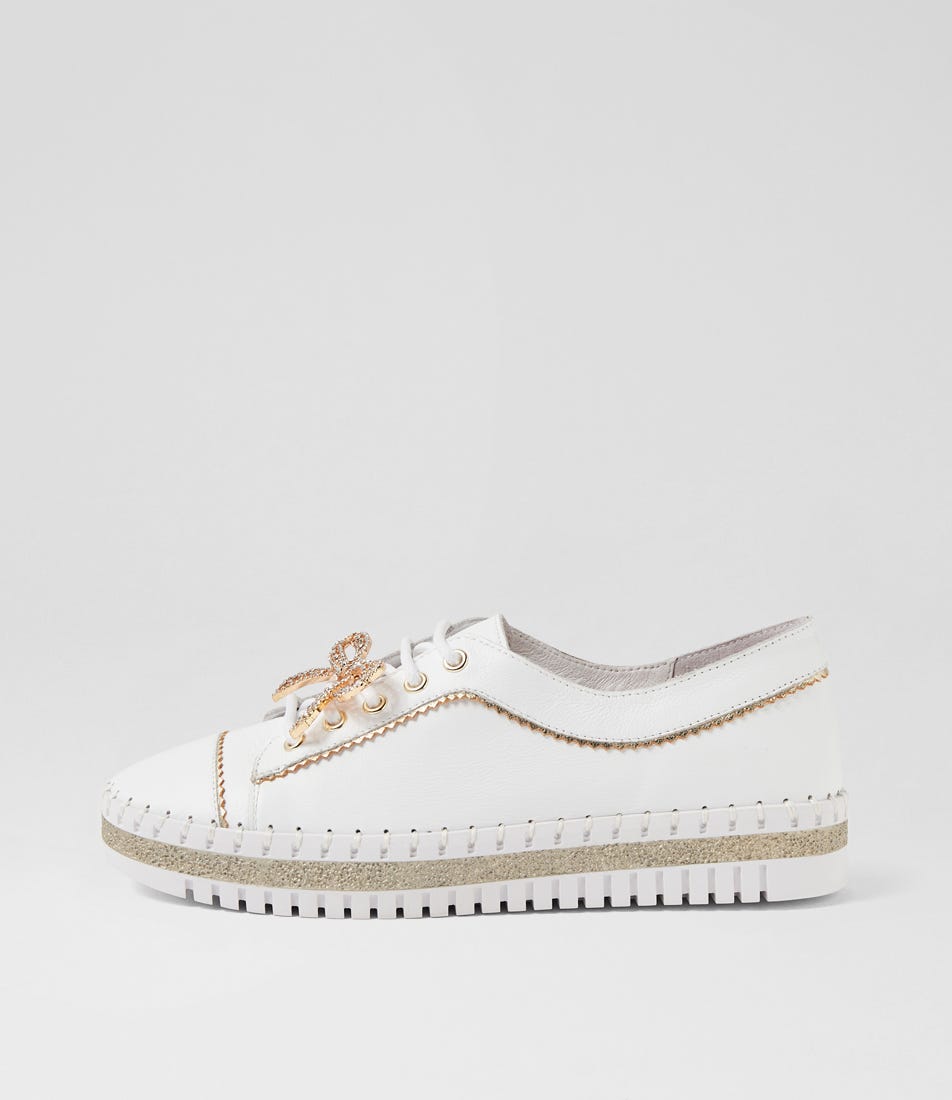 Mystique White Pale Gold Leather Sneakers