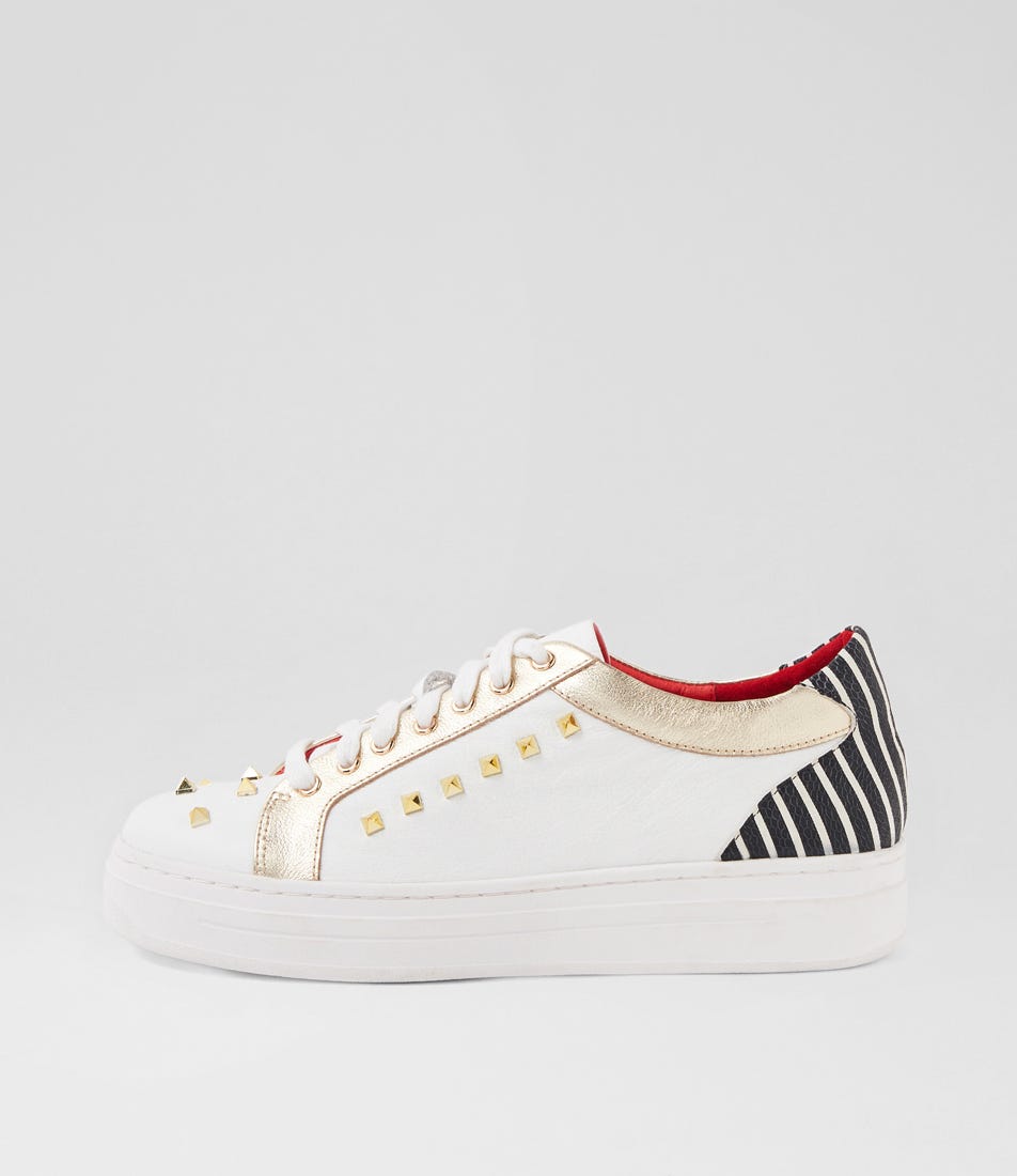 Nisshaly White Gold Multi Sneakers