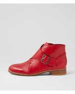 Nygle Dark Red Leather Ankle Boots